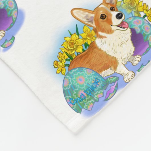 Cute Easter Corgi Fleece Deken (Hoek)