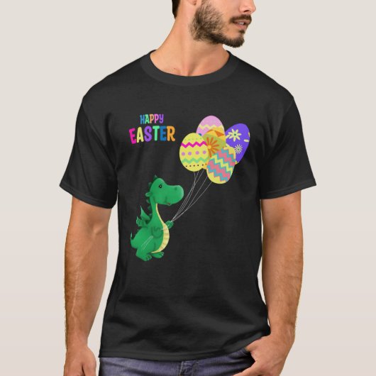 Cute Easter Dino Balloon Design T-shirt (Voorkant)