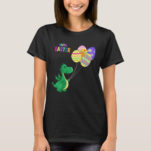 Cute Easter Dino Balloon Design T-shirt (Voorkant)