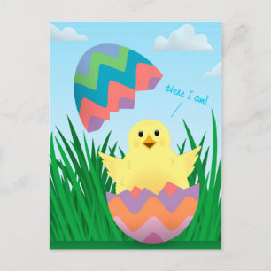 Cute Easter Egg Chick Hatch Briefkaart