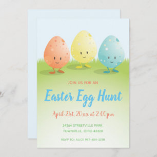 Cute Easter Egg Hunt Invitation Kaart