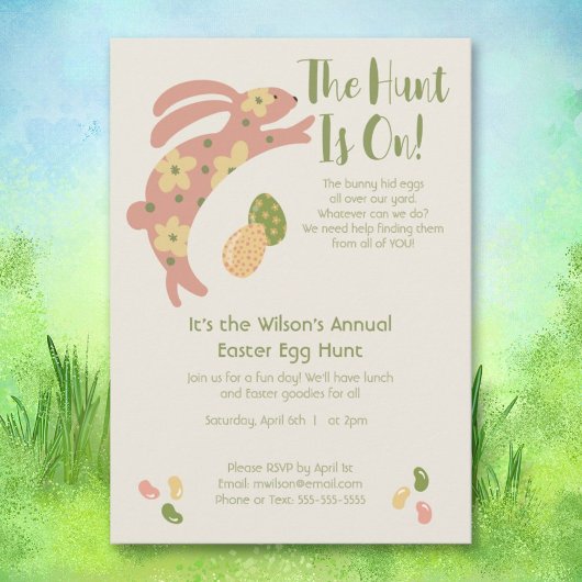 Cute Easter Egg Hunt Invitation Kaart
