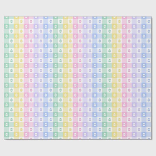 Cute Easter Egg Pastel Checkered wrapping paper Cadeaupapier (Vlak)