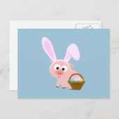 Cute Easter Pig Feestdagenkaart (Voorkant / Achterkant)