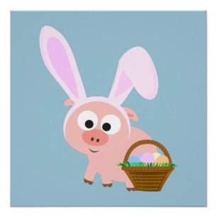 Cute Easter Pig Perfect Poster
