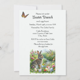 Cute Easter Rabbit and Egg Hunt Holiday  Kaart