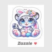 Cute Easter Snow Leopard Big Cat Stickers (Feuille)