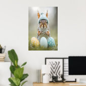 Cute Easter Squirrel Printable Wall Art, Spring Poster (Thuiskantoor)
