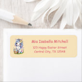 Cute Easter Unicorn - Étiquette d'adresse de retou (En situation)