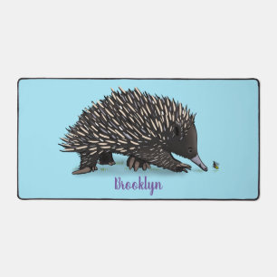 Cute echidna met bijen cartoon illustratie bureaumat