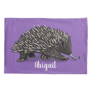 Cute echidna met bijen cartoon illustratie kussensloop