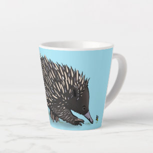 Cute echidna met bijen cartoon illustratie latte mok
