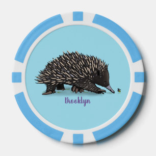 Cute echidna met bijen cartoon illustratie poker chips
