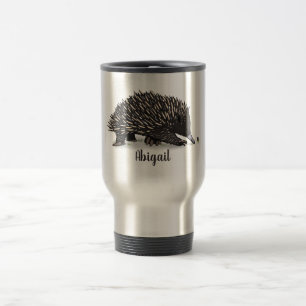 Cute echidna met bijen cartoon illustratie reisbeker