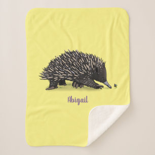 Cute echidna met bijen cartoon illustratie sherpa deken