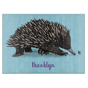 Cute echidna met bijen cartoon illustratie snijplank
