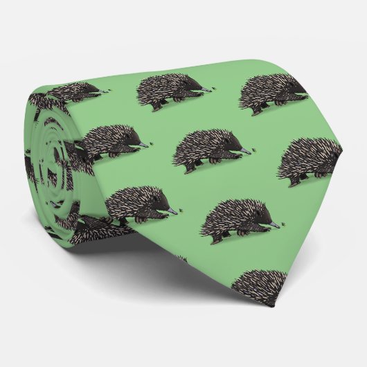 Cute echidna met bijen cartoon illustratie stropdas (Opgerold)