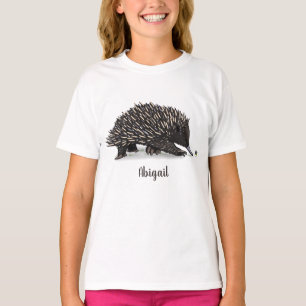 Cute echidna met bijen cartoon illustratie t-shirt