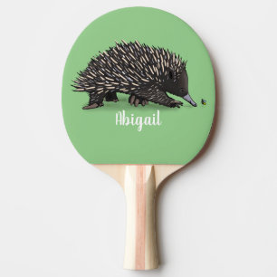 Cute echidna met bijen cartoon illustratie tafeltennisbatje