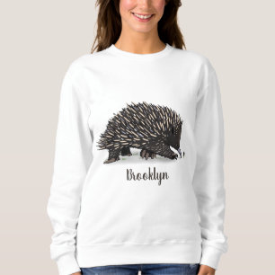 Cute echidna met bijen cartoon illustratie trui