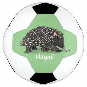Cute echidna met bijen cartoon illustratie voetbal