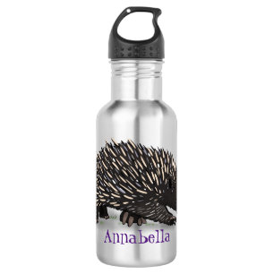 Cute echidna met bijen cartoon illustratie waterfles