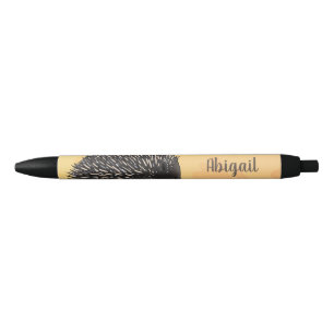 Cute echidna met bijen cartoon illustratie zwarte inkt pen