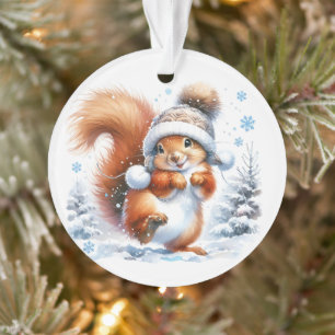 Cute écureuil dans la neige Noël Personnalisé