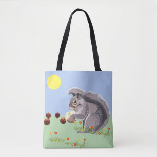 Cute Écureuil Manger Un Sac fourre-tout De Pomme