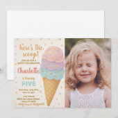 Cute Editable Ice Cream Anniversaire Invitation (Devant / Derrière)