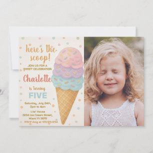 Cute Editable Ice Cream Anniversaire Invitation