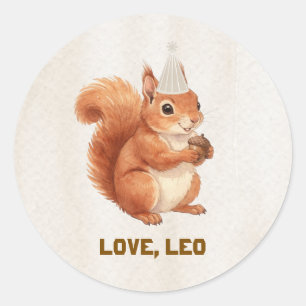 Cute Eekhoorn Bos Geboortedag Ronde Sticker
