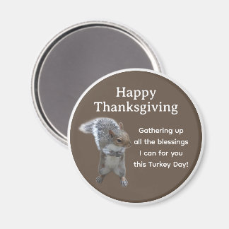Cute Eekhoorn Foto Prettig Thanksgiving Dag        Magneet