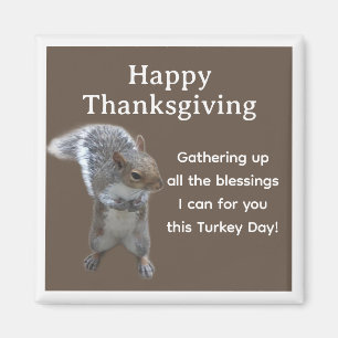 Cute Eekhoorn Foto Prettig Thanksgiving Dag Magneet
