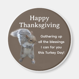 Cute Eekhoorn Foto Prettig Thanksgiving Day Magneet