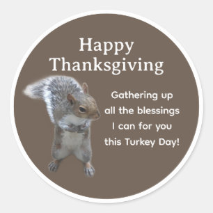 Cute Eekhoorn Foto Prettige Thanksgiving Dag Ronde Sticker