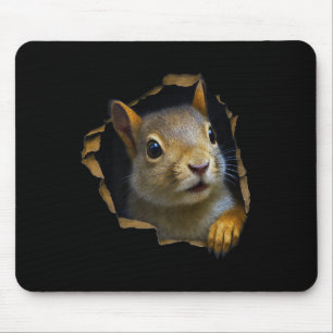 Cute Eekhoorn Gescheurde Stof 3d Grafisch Premium Muismat