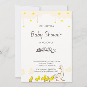 Cute Eend Baby Shower Illustratie Minimale Stijl Kaart