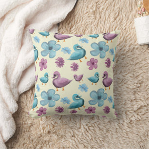 Cute Eend Bloemmotief Esthetisch Pastel Kawaii B Kussen