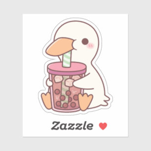 Cute Eend Drinkt Boba Thee Sticker