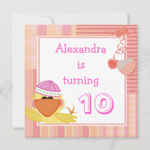 Cute Eend En Liefdeshartens 10e Verjaardag Kaart