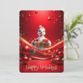 Cute Eend Kerst Vakantiekaart Feestdagenkaart (Staand voorkant)