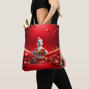 Cute Eend Kerstvakantie Boodschappentas Draagtas
