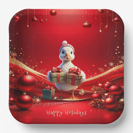 Cute Eend Kerstvakantie Papieren Bord (Voorkant)