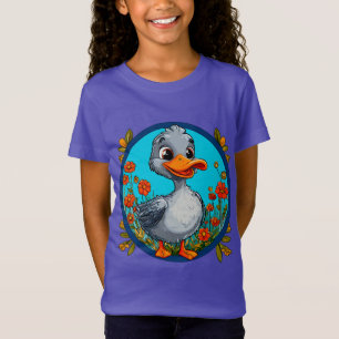 Cute Eendje Bloem Scene Gelukkige Kinderen Stijl � T-shirt