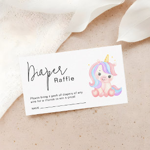 Cute Eenhoorn Baby Shower Luier Raffle Ticket Informatiekaartje