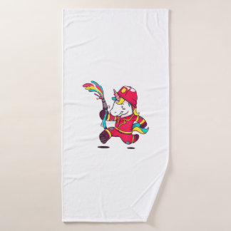 Cute Eenhoorn Brandweerman Cartoon Regenboog T-Shi Badhanddoek