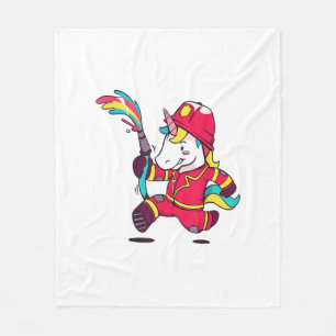 Cute Eenhoorn Brandweerman Cartoon Regenboog T-Shi Fleece Deken