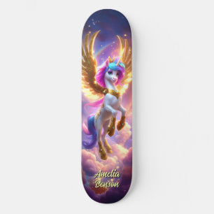 Cute Eenhoorn Fantasie Land Cool Kinderen Kunst Skateboard