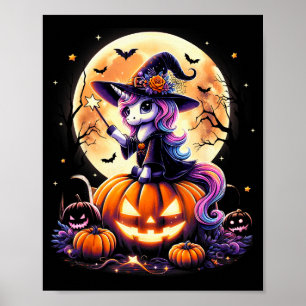 Cute Eenhoorn Heks Pompoen Halloween Truien Meisje Poster